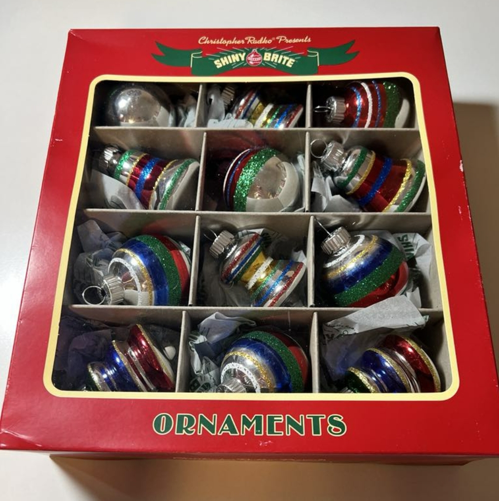 Christopher Radko Shiny Brite  Ornaments Vintage StuleSet of 12 New